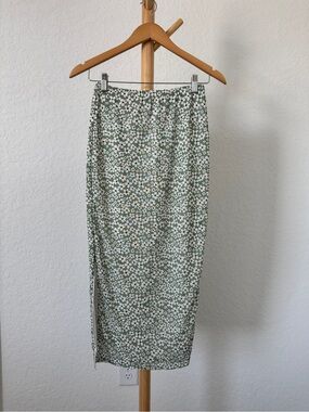 Sage Green Floral Midi Skirt